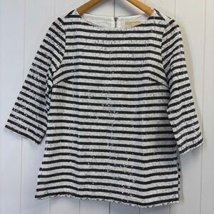 Michael Kors Women Old Money Glam Lace Sequin Top Size 8 Cruise Quiet Luxury